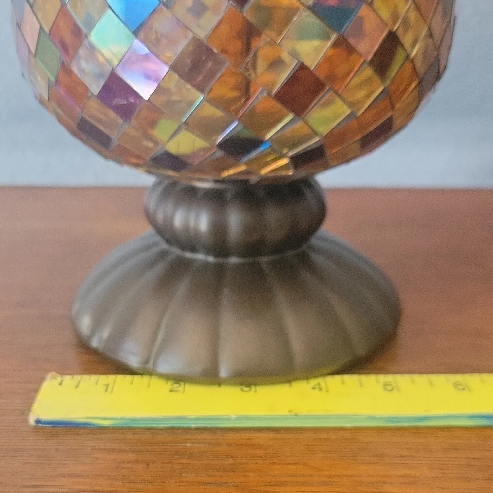 PARTYLITE Global Fusion 12" Hurricane Mosaic Stained Glass Candle Holder - Picture 4 of 12